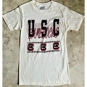 Vintage USC Gamecocks T Shirt Mens Medium White Single Stitch Made in USA 50/50